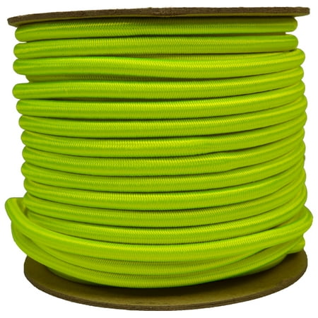 

Neon Yellow 1/4 inch Shock Cord - 100 Feet Marine Grade Shock Bungee Cord - USA
