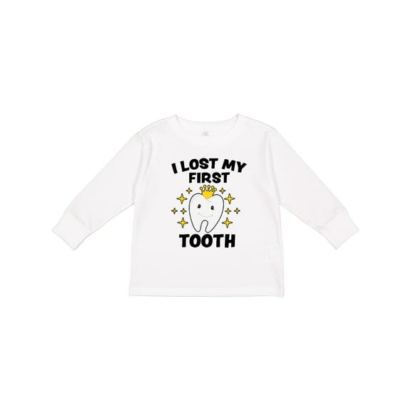 Inktastic I Lost My First Tooth with Cute Tooth and Sparkles Boys or Girls Long Sleeve Toddler T-Shirt