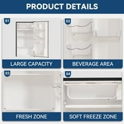 Frestec 3.2 Cu.Ft Mini Fridge with Freezer, 6 Settings Mechanical Thermostat, Stainless