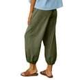 thumbnail image 4 of Liacowi Linen Pants for Women Casual Straight Leg Drawstring Solid Color High Waist Pants with Pockets, 4 of 7