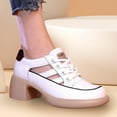 thumbnail image 6 of Women Heeled Sandals Chunky Heel Shoes Hollow Retro Fashion Closed Toe Unique High Heeled Wedge Sneakers Platform Shoes for Beach Holiday , White, 38, 6 of 9