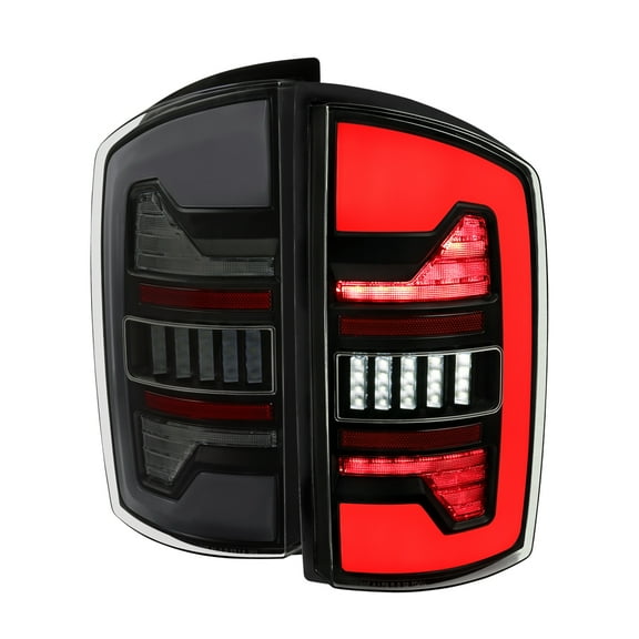 1500 2500 3500 FULL LED TAIL LIGHT BLACK HOUSING SMOKED LENS WHITE LED BAR Made for and Compatible with 07-08 DODGE RAM