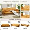 thumbnail image 2 of Aukfa 76" Velvet Futon Convertible Sofa Bed, 3 Seat Tufted Couch for Home Office, Ginger, 2 of 9