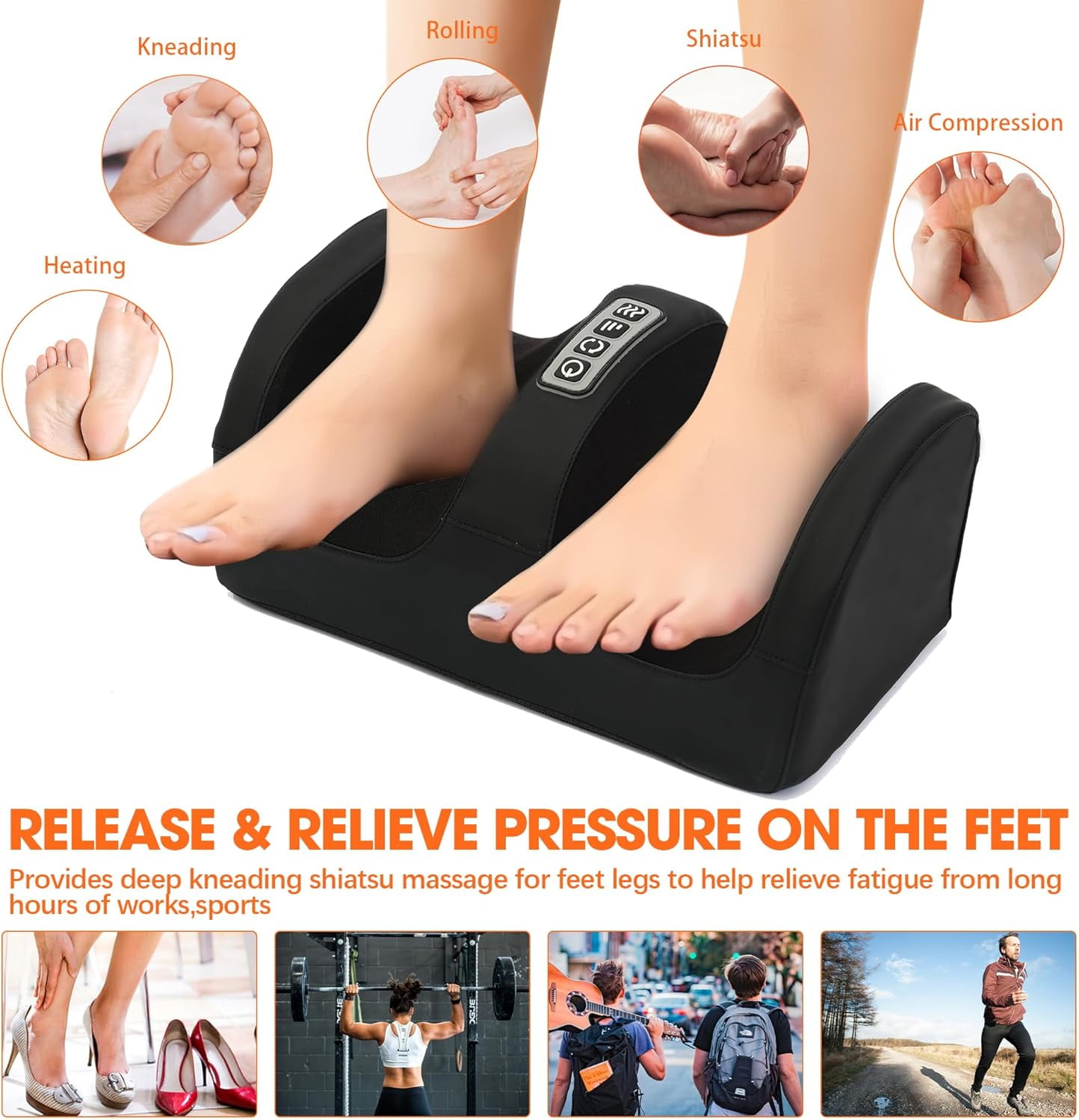 OhhGo Foot Massager Machine Massage for Feet, Chronic Nerve Pain Therapy Spa Gift Deep Kneading Rolling Massage for Leg Calf Ankle, Electric Shiatsu Foot Massager