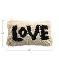 thumbnail image 2 of Creative Co-Op Woven Wool Shag Lumbar Pillow with "Love" Design, Black and Cream, 2 of 6