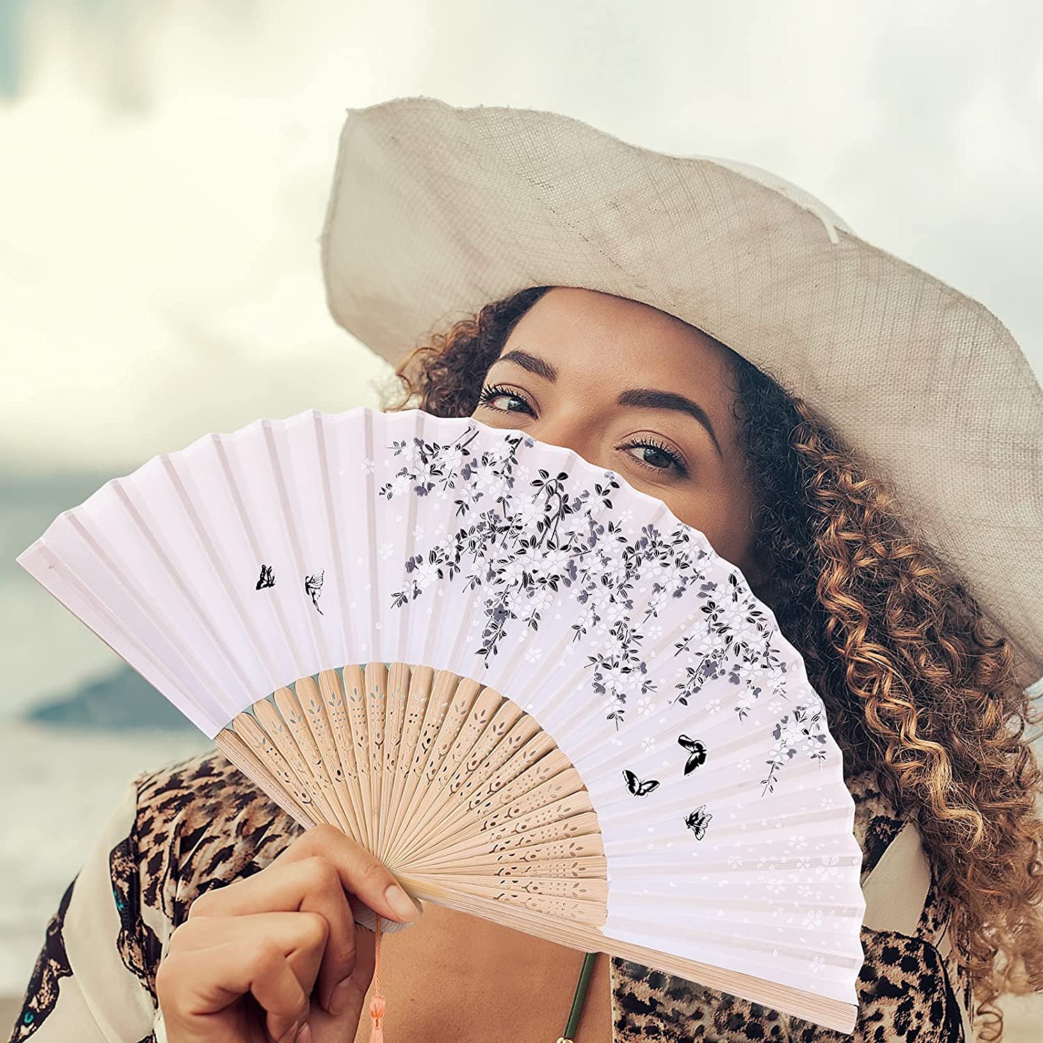 Handheld Fan Silk Fabric Folding Fans 