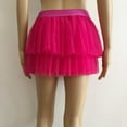 thumbnail image 5 of GEWSEY Women's Y2k Elastic Waist Lace Mesh Layered Ruffled Mini Skirt Skort Hot Pink, One Size, 5 of 5