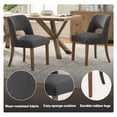 thumbnail image 6 of Vknow Furniture Modern Chenille Upholstered Dining Chairs Set of 2 with Cutout Back and Solid Wood Legs for Dining Room, Kitchen and Living Room, Charcoal, 6 of 9