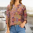 thumbnail image 2 of Camiseta de manga larga con cuello en V y estampado de moda de verano para mujer Fridja  bvmnju4884, 2 of 8