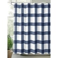 thumbnail image 3 of Navy Blue Plaid Check, Waterproof Fabric Shower Curtain, Geometrical Abstract Lattice Shower Curtain for Bathroom Curtains Bathtubs Hotel Washable Shower Curtains with 12 Hooks Stall 54x78in, 3 of 6