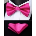 thumbnail image 5 of HISDERN Pink Mens Elastic Suspenders and Bowtie Sets Handkerchief Bow Tie Suspender Adjustable X-Back Braces, 5 of 7