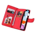 thumbnail image 5 of Case for iPhone 12 Cover Zipper Pocket Wallet Case Magnetic Protective - Red, 5 of 5