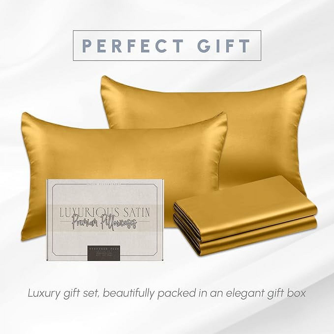 Cooling Viscose Satin Pillowcase 6-Pack Set with Hidden Zipper Closure, King, Gold