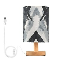 Bedside Desk Lamp LED Abstract Black Chevron Table Nightstand Lamps Warm Light Fabric Lampshade for Home Bedroom Office Living Room Decor