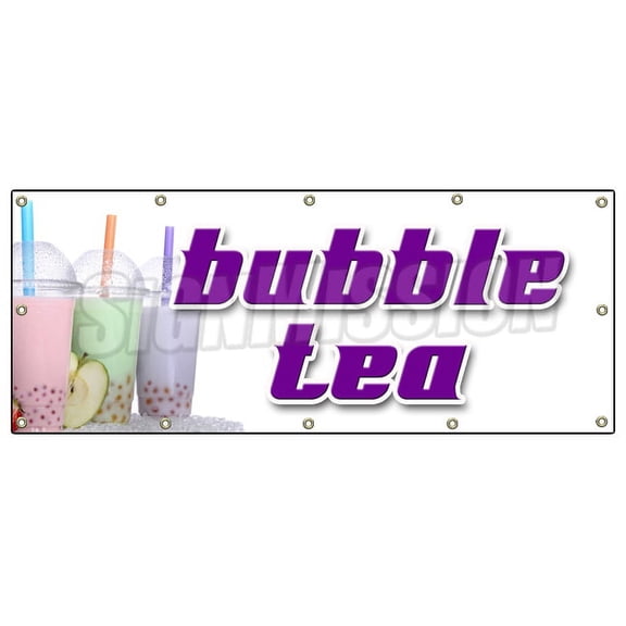 Bubble Tea Banner 48" X 120" Heavy Duty 13 Oz Vinyl Banners with Grommets Single Sided