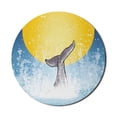 thumbnail image 1 of Whale Mouse Pad for Computers, Whales Tail in Ocean on Full Moon Diving in Water Swimmer Marine Animal Print, Round Non-Slip Thick Rubber Modern Mousepad, 8" Round, Yellow Grey Blue, by Ambesonne, 1 of 2
