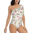 thumbnail image 3 of Sikiie Rose Flowers Print Women One Piece Swimsuits Tummy Control One Shoulder Bathing Suits Ruffle Swimwear, From S to XXL-Medium, 3 of 6