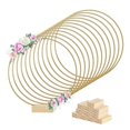 thumbnail image 1 of 12PCS 12in Metal Floral Hoop Centerpiece Ribbon 12 Wood Stands, 1 of 5