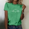 thumbnail image 3 of Valentines Day Shirt for Women Heart Print Round Neck Tee Fashion Casual Short Sleeve Tops ,Green,M, 3 of 7