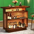thumbnail image 7 of Modern Farmhouse Bar Cabinet with Wine Rack and Stemware Holder 47 Inch Rattan Weave Home Bar Table Liquor Storage for Living Room Dining Room Basement Entertainment Center Pub Style Furniture, 7 of 7