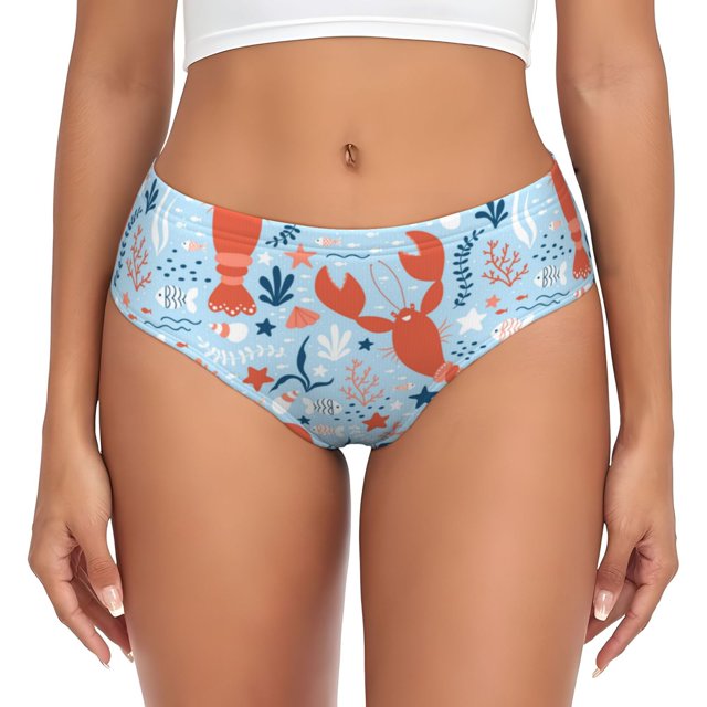 Balery Lobsters Ropa Interior de Algodón para Mujer con Dibujo – Braguitas Cómodas y Elásticas, Estilo Clásico-3X-Large