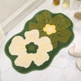 thumbnail image 2 of Btomtd 15.74' x 23.62' Flower Non Slip Bath Rug Thickened Carpet Floor Mat for Tile Wooden Floor Absorbent Mat for Bathroom Bedroom Entrance Use, Army Green, 2 of 7