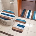thumbnail image 5 of Vintage Wood Bathroom Rugs Set Retro Country Farmhouse Blue Brown White Wood Grain Non Slip Absorbent Soft Bath Mats 3 Piece Set with Bathroom Rug, U-Shaped Floor Mat, Toilet Seat Cover Small Size, 5 of 9