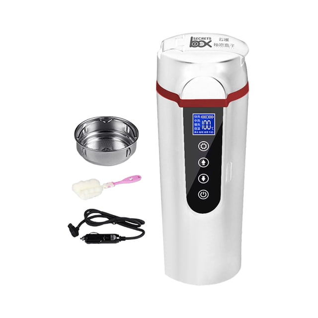 Hervidor eléctrico con taza calefactora para coche, taza de café de viaje con aislamiento térmico, hervidor de viaje de 24V/12V para camión, té, agua ,
