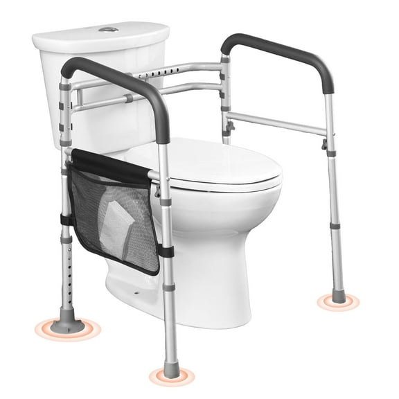 VEVOR Toilet Safety Rail, 300 lbs. Foldable Toilet Seat with Non-Slip Handles, Portable Versatile Toilet Handrails with Reinforced Aluminum Alloy Tube
