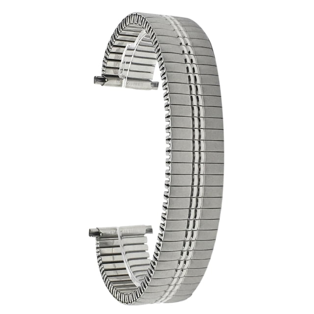 Bandini Bracelet de Montre Extensible en Acier Inoxydable Ton Argent 14 mm pour Femmes, Extrémité Droite, Bracelet de Montre à Expansion en Métal, Sans Boucle