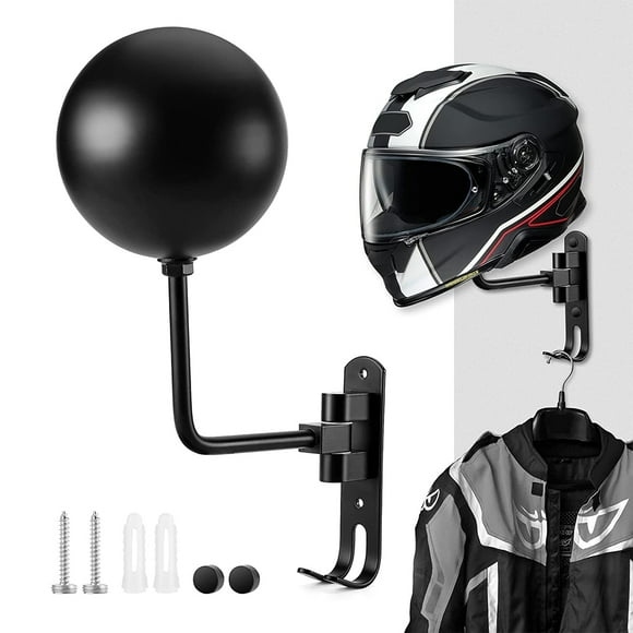 Hvxrjkn Perchero para Casco de Motocicleta Soporte de Pared Soporte para Casco de Acero Color Tinte Percha para Casco de Rotación 180 con Gancho Doble Soporte para Casco de Bicicleta para Abrigos de Motocicleta Gorras Casco de Rugby de Béisbol