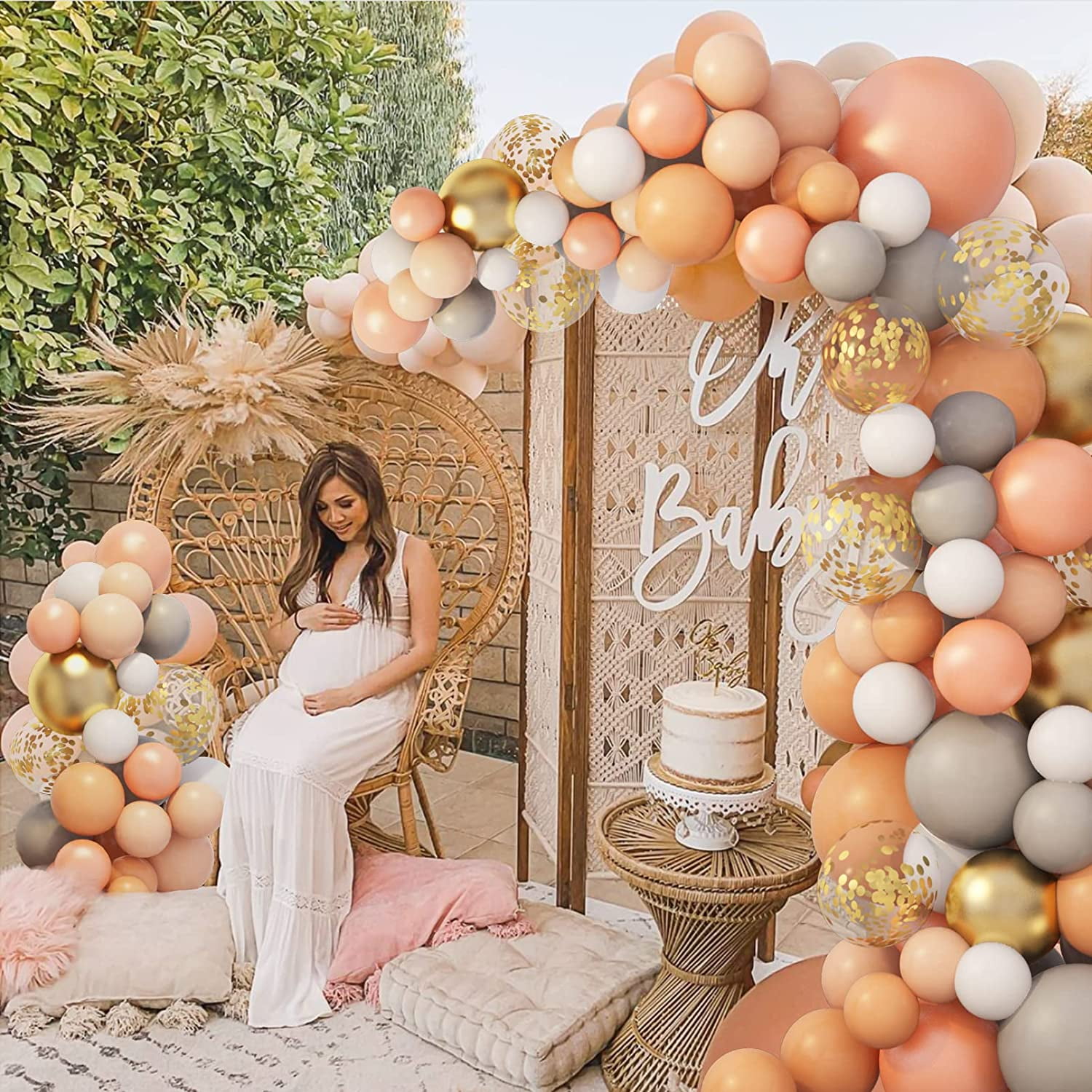 129Pcs Blush Rose Gold Balloons Garland Kit for Boho Baby Shower Birthday Decorations Mint Peach Pastel Orange Gold White Balloon Arch Confetti Balloons for Wedding Bridal Bachelorette Party Supplies ...