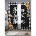 thumbnail image 2 of Yellow Sunflower Sheer Curtains 2 Panels Set Black Buffalo Plaid Sweet Home Green Leaf Sheer Window Curtains Light Filtering Rod Pocket Voile Drapes for Bedroom Living Room 52"X108", 2 of 8