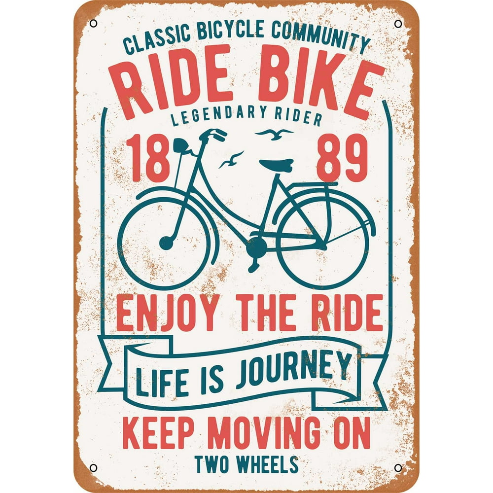 Ride Bike Enjoy the Ride Metal Sign - 9x12 inch - Vintage Look ...