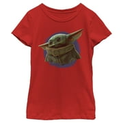 Girl's Star Wars: The Mandalorian The Child Circle Halo Graphic Tee Red X Small