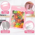 thumbnail image 6 of GASTROPOD 100 Pcs Pink Resealable Mylar Bags with Zipper and Frosted Clear Window Smell Proof Packaging Bags Foil Pouch Zip Bag for Food Self Sealing Storage Supplies 3.14X5.11, 6 of 6