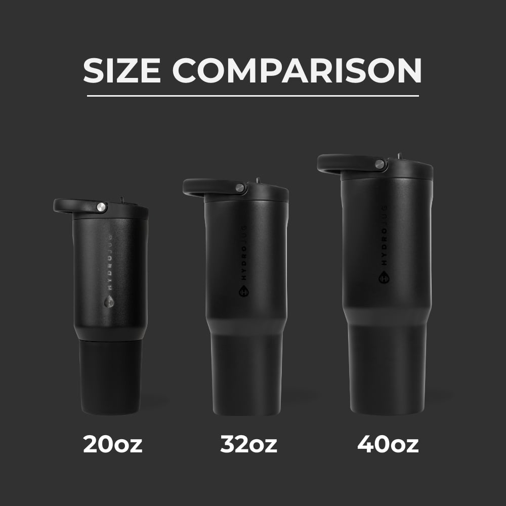 HydroJug Sport 20 oz Stainless Steel Water Bottle with Flip Straw, Insulated Leak-Proof Tumbler for Gym & Outdoor - Black
