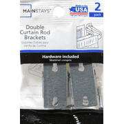 Mainstays Double Curtain Rod Metal Mounting Brackets, Set of 2, Silver