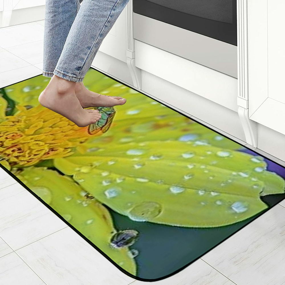 Heduofu Decorative Door Mat, Door Mat with Non-Slip Rubber Backing, Easy Cleaning, Traps Dirt, Rug for Entry, Patio, Garage  - Marigold Calendula Yellow Blossom Bloom Gardening 19.68*47.24 in