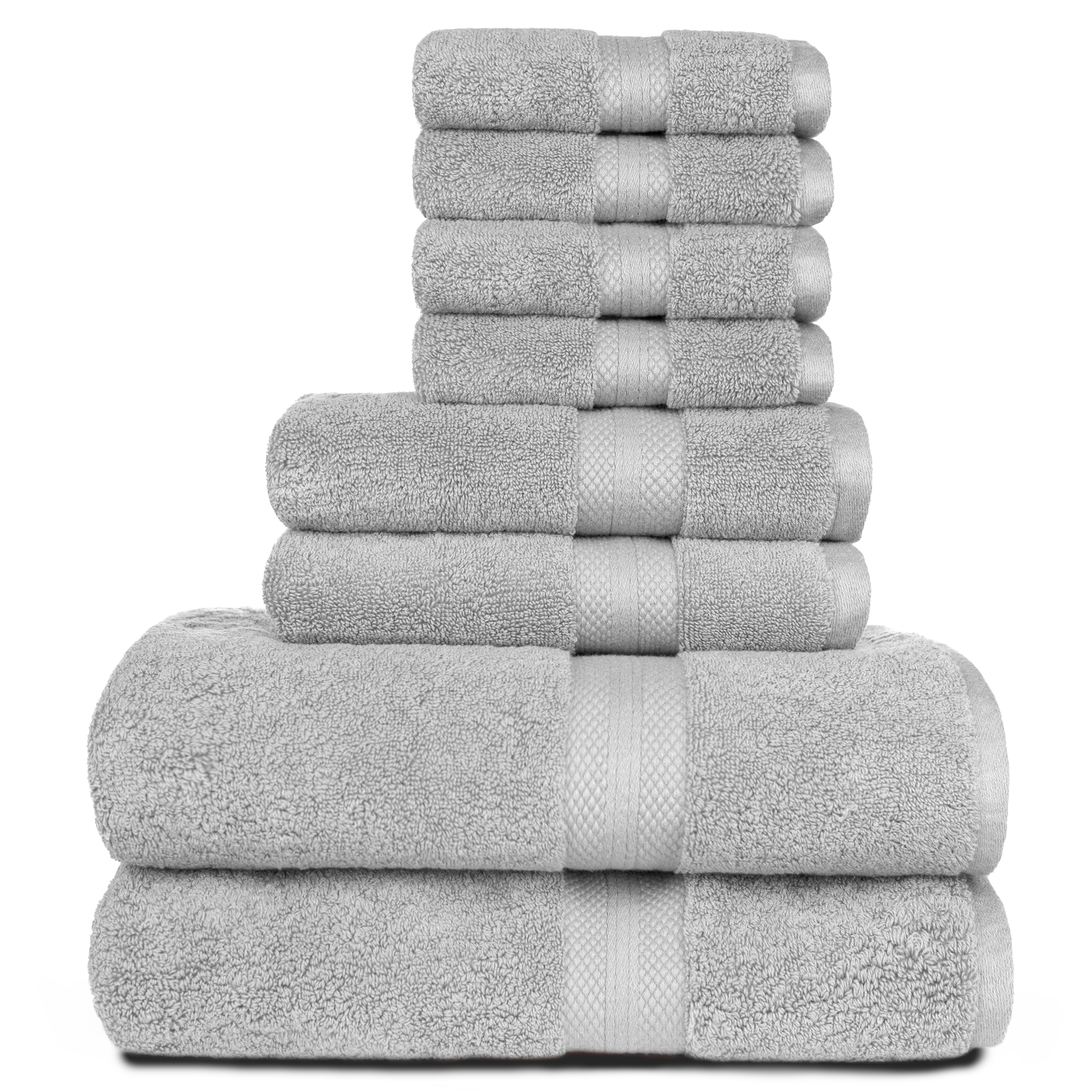 Heirloom Manor Sarajane 800 GSM Solid 8 Piece Bath Towel Set in Rainy Day