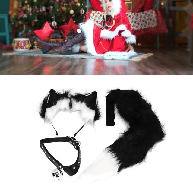 Diadema Con Orejas Esponjosas, Pinzas Para El Pelo Con Orejas De Lobo Y Gato, Juego De Collar Con Campanas, Cola De Zorro Y Lobo De Piel Sintética, Disfraz Gótico Punk, Para