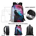 thumbnail image 4 of Jeiento Wolf Backpacks for Boys 10-12 Kids Backpack Elementary School Casual Daypack Travel Rucksack with Lunch Bag Pencil Case Bottle Sleeve Galaxy Sky Night, 4 of 7