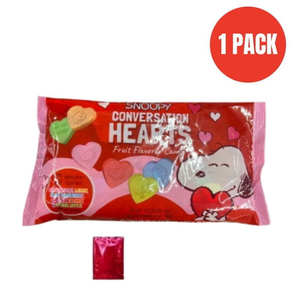 Snoopy Conversation Hearts Fruit Flavored Candy, Assorted Flavors, Fat Free, 10 oz Bag   BONUS LaPrima Morceau Bonbon