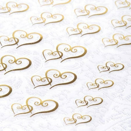 Gold Dbl Hrt Clear Stickers 2Sht.53Pc