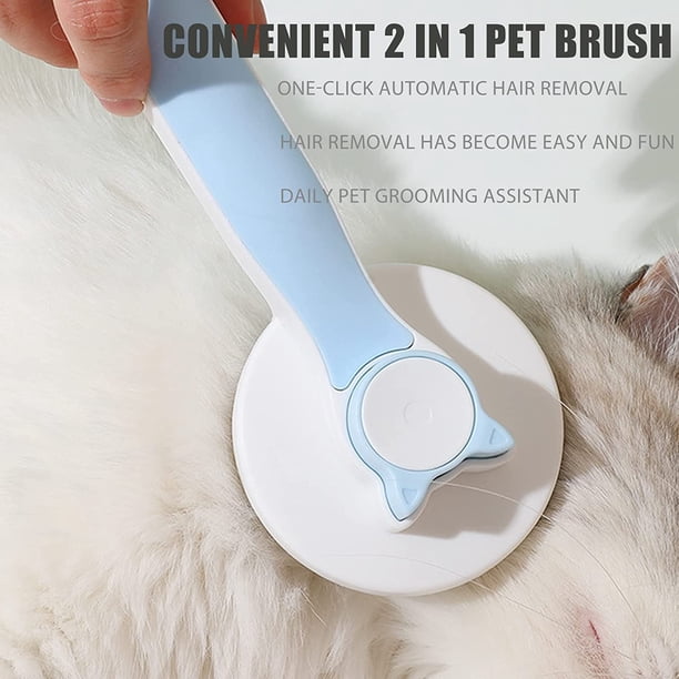 cepillo autolimpiante para el cabello muerto Cepillo autolimpiante para el aseo, para perros y gatos, elimina eficazmente los enredos de la capa inferior tomentosa del cabello (azul)