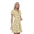 thumbnail image 1 of Women’s A Line Butter Yellow Summer Dress, Retro Triangle Arrangement, Cross Wrap V Neck, 6 Sizes, by Ambesonne, 1 of 2
