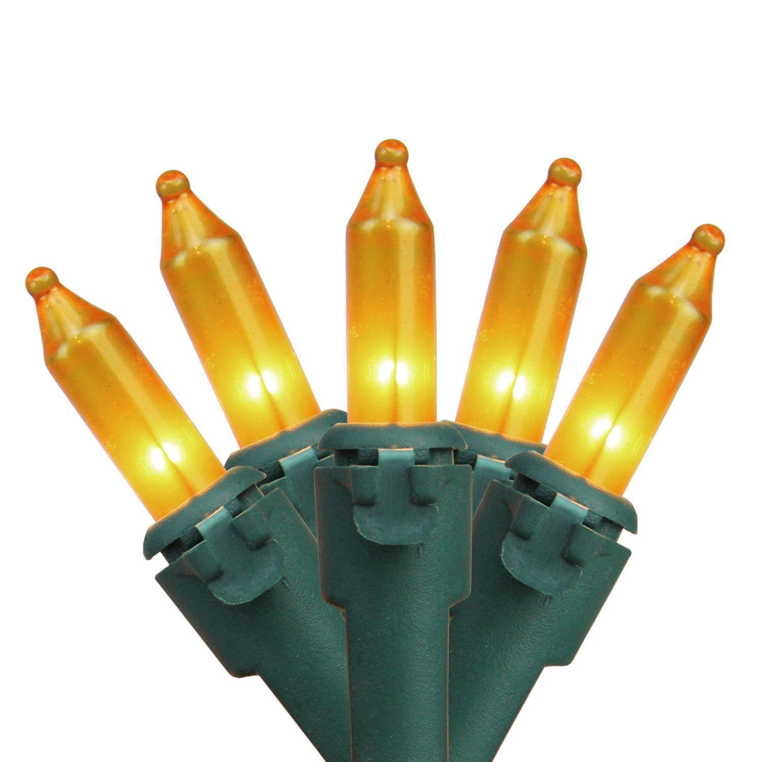 Set of 100 Opaque Gold Mini Christmas Lights 6" Spacing Green Wire Walmart Canada