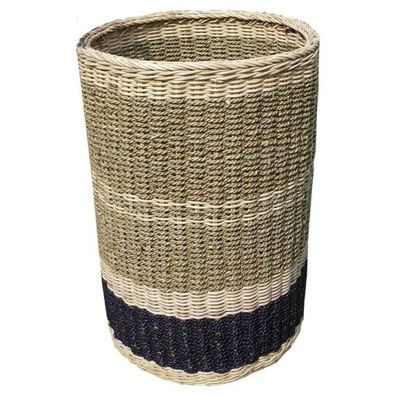 Pemberly Row Round Simple Wicker/Rattan Tall Basket in Natural