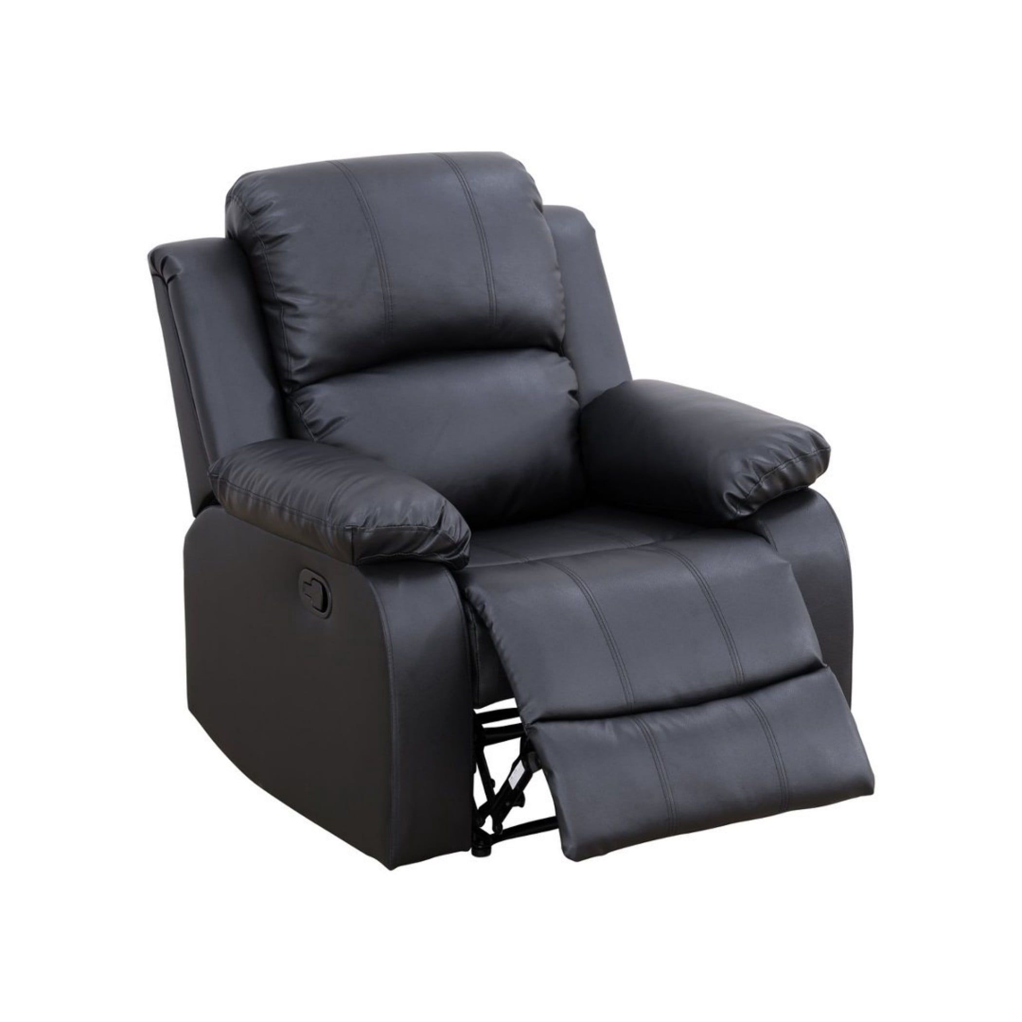 BSHTI PU Manual Recliner Chair – Single Sofa Recliner with Adjustable Backrest, High-Density Foam, Hardwood Frame, Comfort Lazy Chair for Living Room, Bedroom, Black