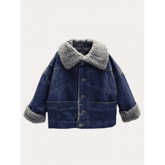 Geeksport Man and Woman's Fall Winter Denim Jacket leece Lined Button Down Long Sleeve Collar Jean Outwear Coat Mens Vest Size M